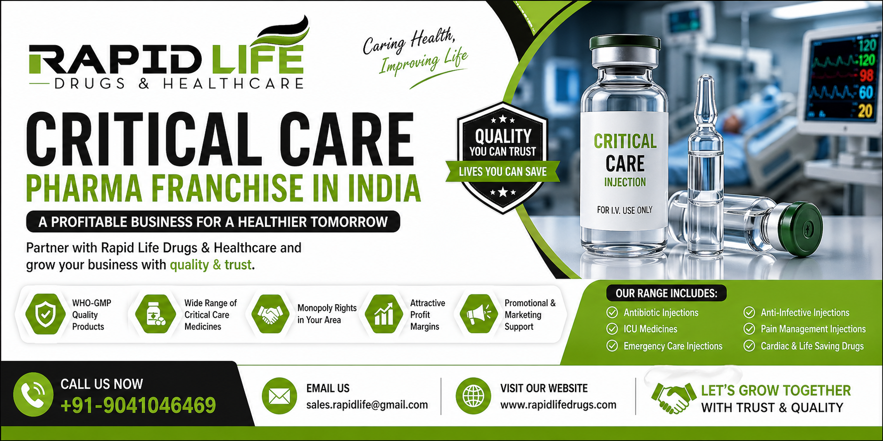 Critical Care Pharma Franchise in India | Rapid Life Drugs & Healthcare
