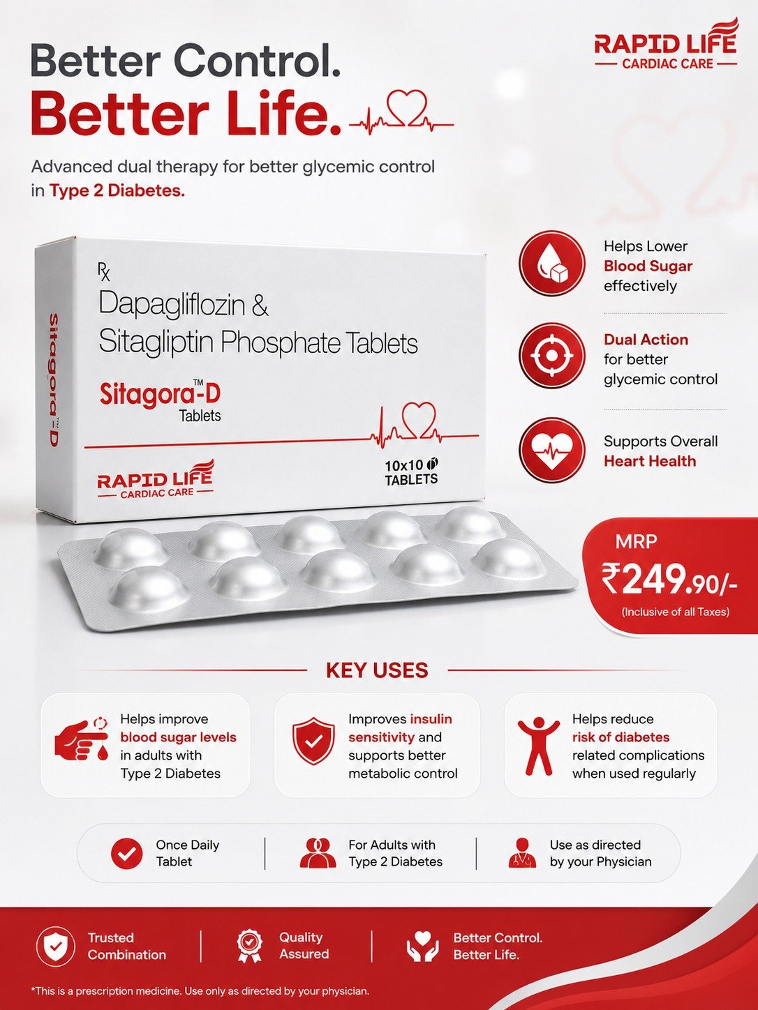 SITAGORA-D | Dapagliflozin + Sitagliptin Tablets | Rapid Life Drugs