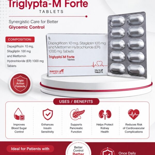 Dapagliflozin 10 mg Sitagliptin 100 mg and Metformin HCl ER 1000 mg Tablets – Triglypta-M Forte
