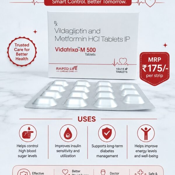 Vildagliptin and Metformin HCl Tablets IP – Vidatrixa-M 500